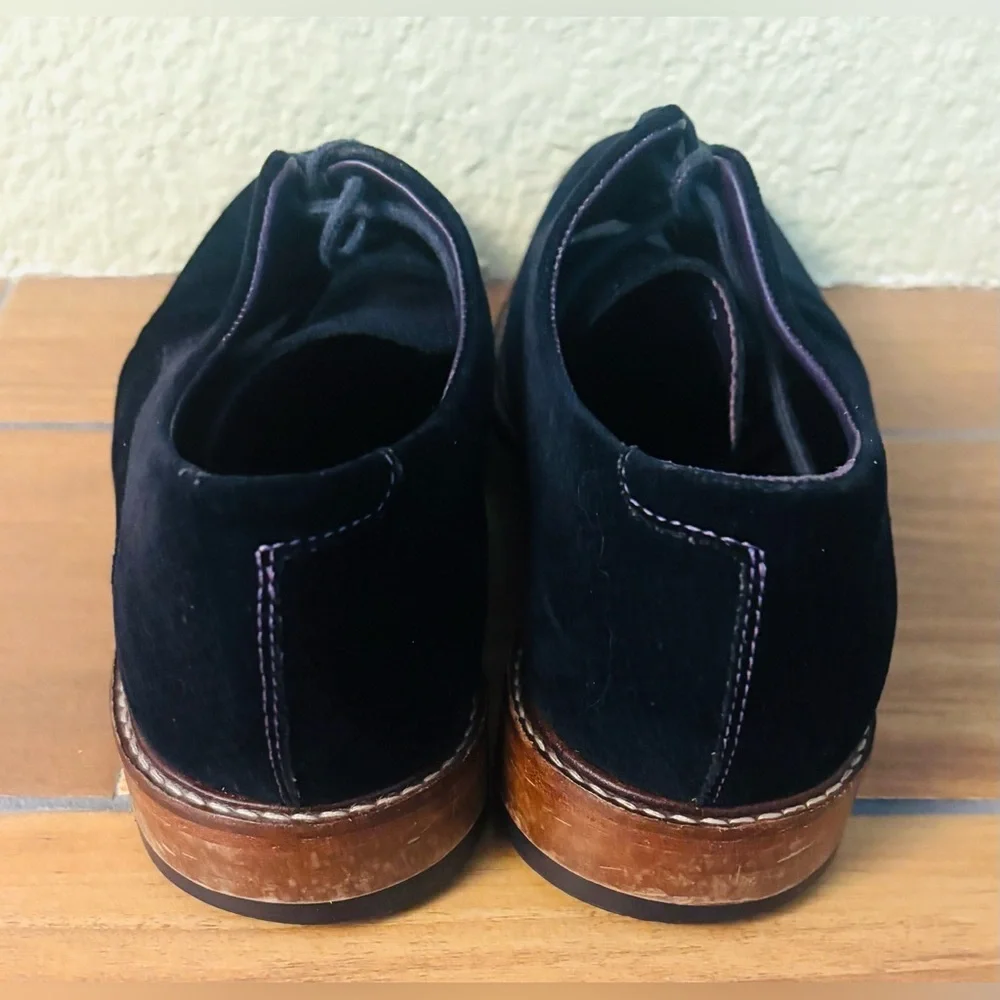 Ted Baker London 'Nierro' Plain Toe Derby Black Velvet Lace Up Loafer Size: 7.5
